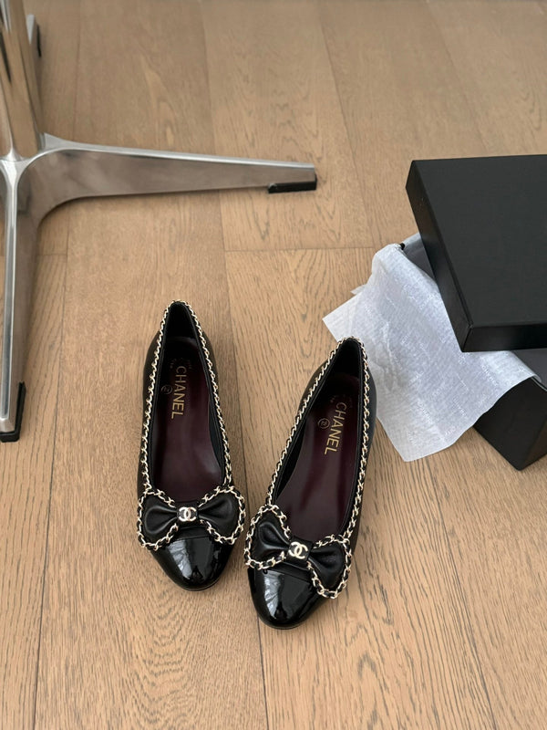 CC Ballet Flats 25mm Black Chain Lambskin