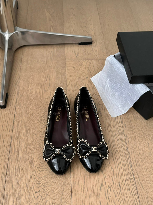 CC Ballet Flats 25mm Black Chain Lambskin