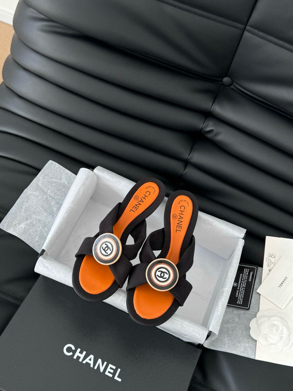 SANDALI CC SLIDE IN TESSUTO NERO