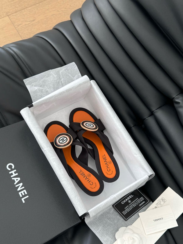 SANDALI CC SLIDE IN TESSUTO NERO