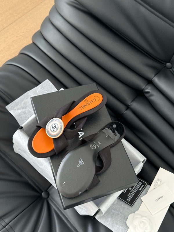 SANDALI CC SLIDE IN TESSUTO NERO