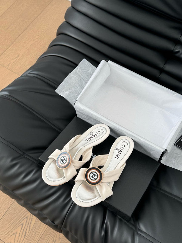 SANDALI CC SLIDE IN TESSUTO BIANCO