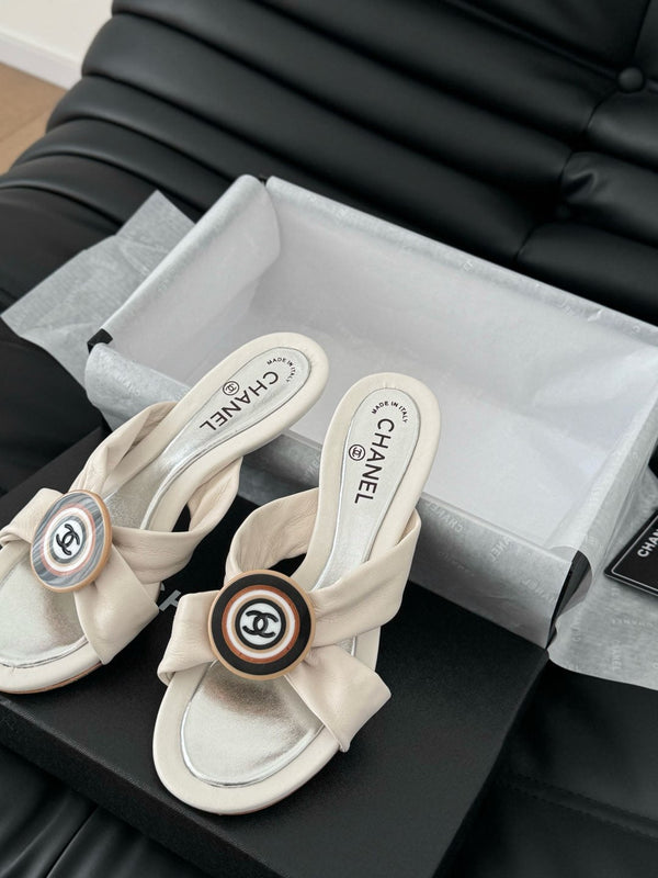 SANDALI CC SLIDE IN TESSUTO BIANCO