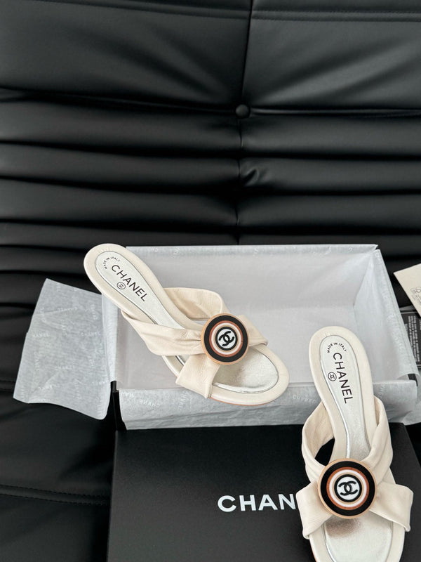 SANDALI CC SLIDE IN TESSUTO BIANCO