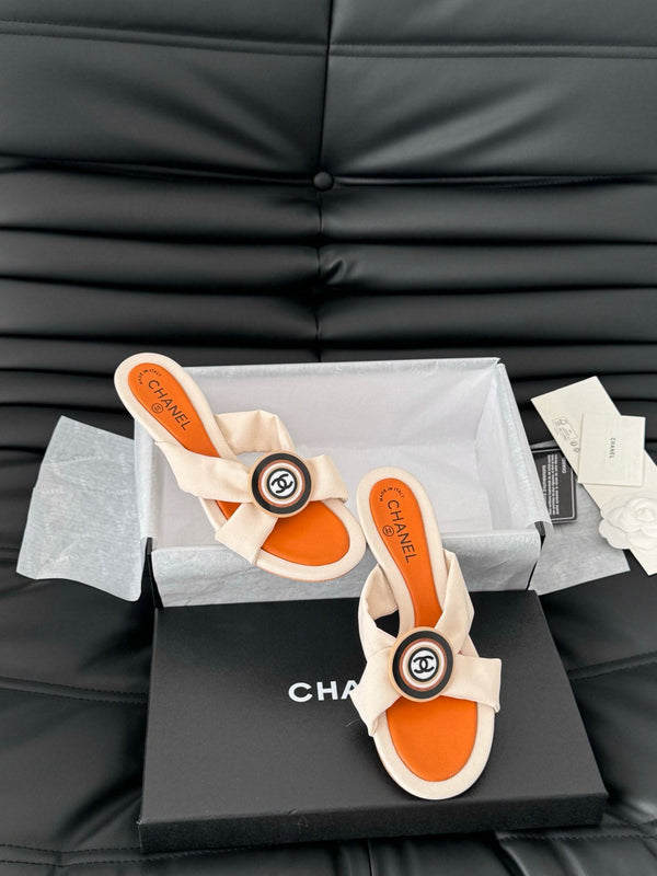 SANDALI CC SLIDE IN TESSUTO ARANCIONE VIVO