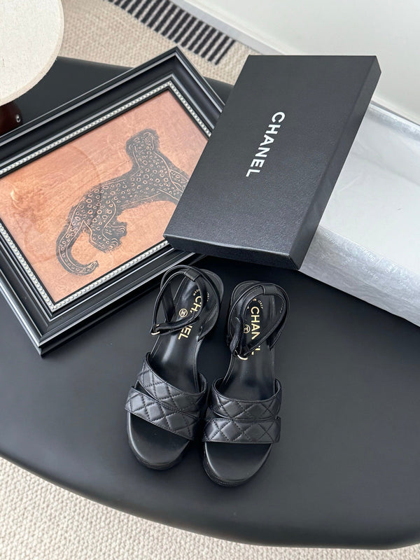 Chanel Heeled 70 Sandal Black Cowhide