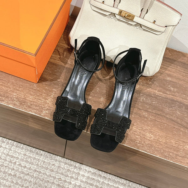 HM Diamond Sandals Black Calfskin 308100