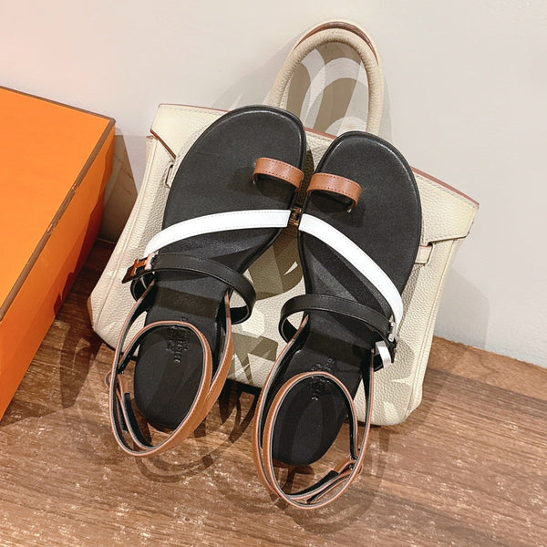 HM Harmonie Sandal Black Mix White Mix Light Brown Swift Calfskin 256884