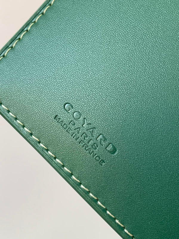 RICHELIEU CHECKBOOK WALLET 19 IN GREEN GOYARDINE CANVAS AND CALFSKIN