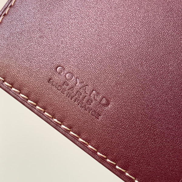 RICHELIEU CHECKBOOK WALLET 19 IN BURGUNDY RED GOYARDINE CANVAS AND CALFSKIN