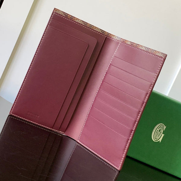 RICHELIEU CHECKBOOK WALLET 19 IN BURGUNDY RED GOYARDINE CANVAS AND CALFSKIN