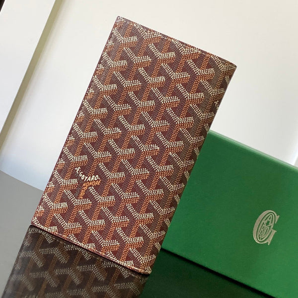 RICHELIEU CHECKBOOK WALLET 19 IN BURGUNDY RED GOYARDINE CANVAS AND CALFSKIN