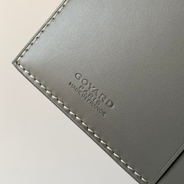 RICHELIEU CHECKBOOK WALLET 19 IN GREY GOYARDINE CANVAS AND CALFSKIN