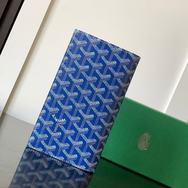 RICHELIEU CHECKBOOK WALLET 19 IN SAPPHIRE BLUE GOYARDINE CANVAS AND CALFSKIN