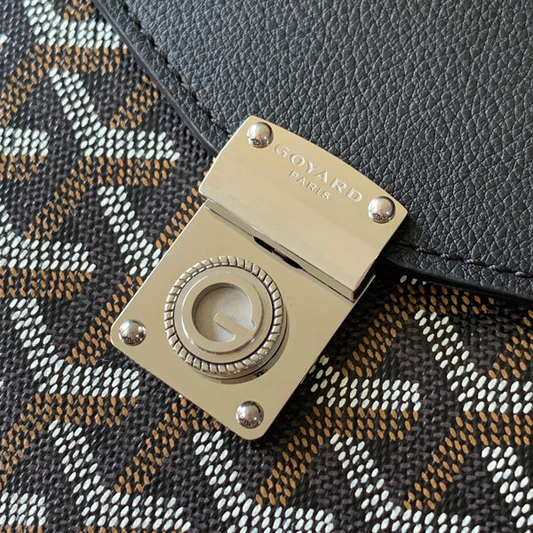 CHYPRE WALLET-POUCH 21 IN BLACK GOYARDINE CANVAS AND CALFSKIN