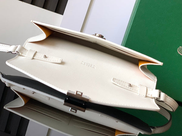 CHYPRE WALLET-POUCH 21 IN WHITE GOYARDINE CANVAS AND CALFSKIN