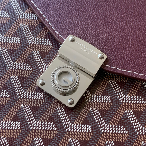 CHYPRE WALLET-POUCH 21 IN WINE RED GOYARDINE CANVAS AND CALFSKIN