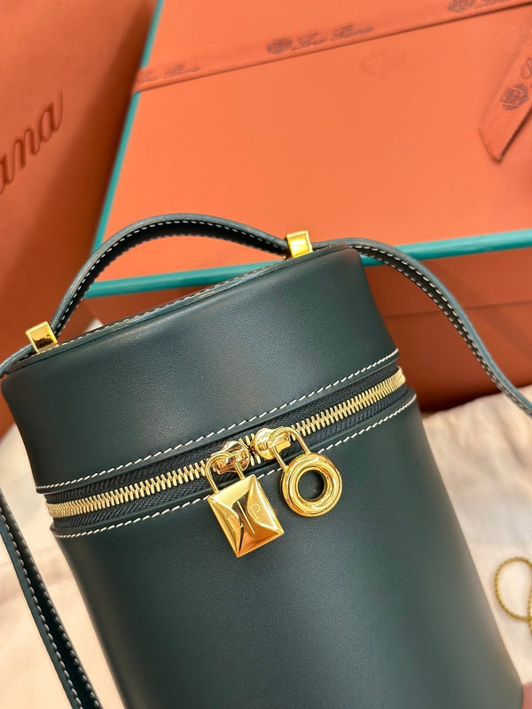 BORSA EXTRA CASE MEDIA 16 IN PELLE DI VITELLO LISCIA BLU PAVONE CON FERRAMENTA ORO