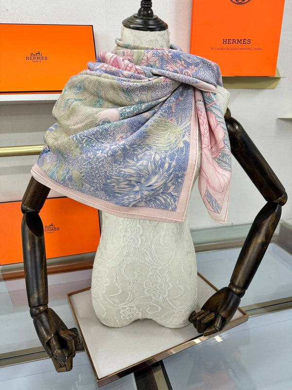 FAUBOURG TROPICAL SHAWL 140 CM IN COLORFUL CASHMERE AND SILK 379769