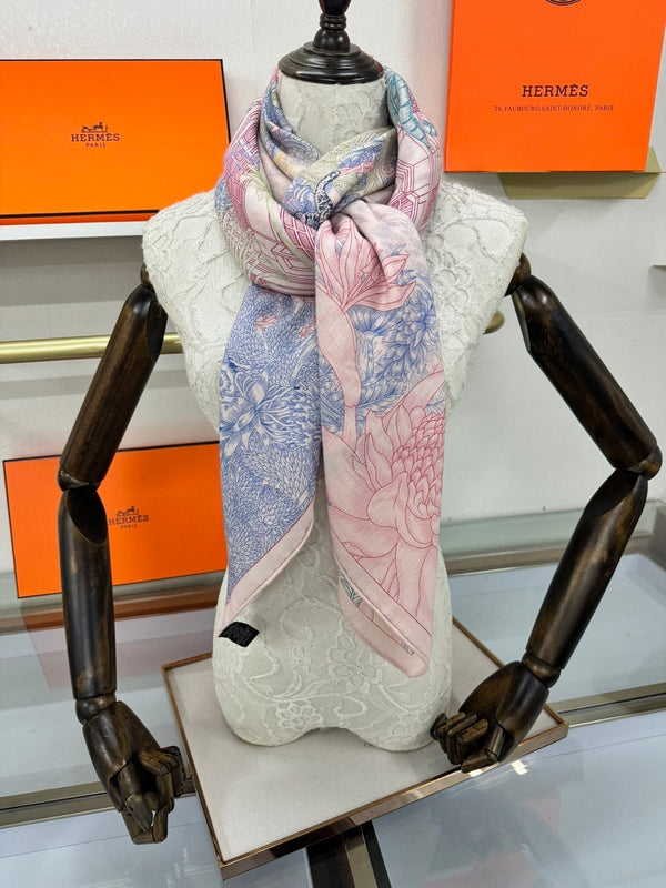 FAUBOURG TROPICAL SHAWL 140 CM IN COLORFUL CASHMERE AND SILK 379769