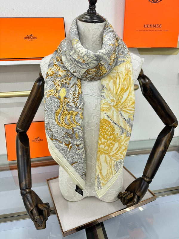 FAUBOURG TROPICAL SHAWL 140 CM IN COLORFUL CASHMERE AND SILK 379771