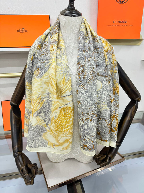 FAUBOURG TROPICAL SHAWL 140 CM IN COLORFUL CASHMERE AND SILK 379771