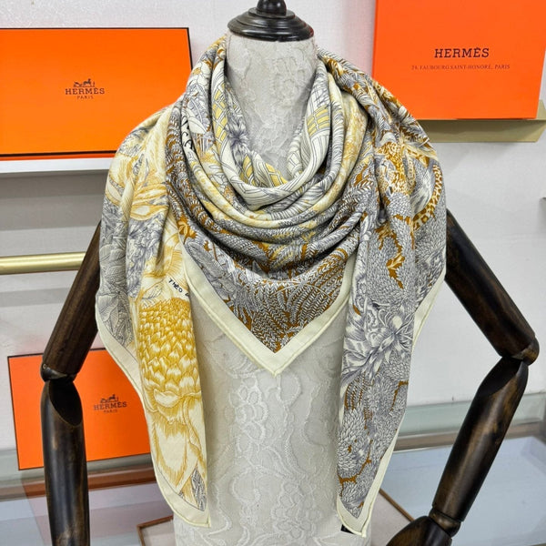 FAUBOURG TROPICAL SHAWL 140 CM IN COLORFUL CASHMERE AND SILK 379771