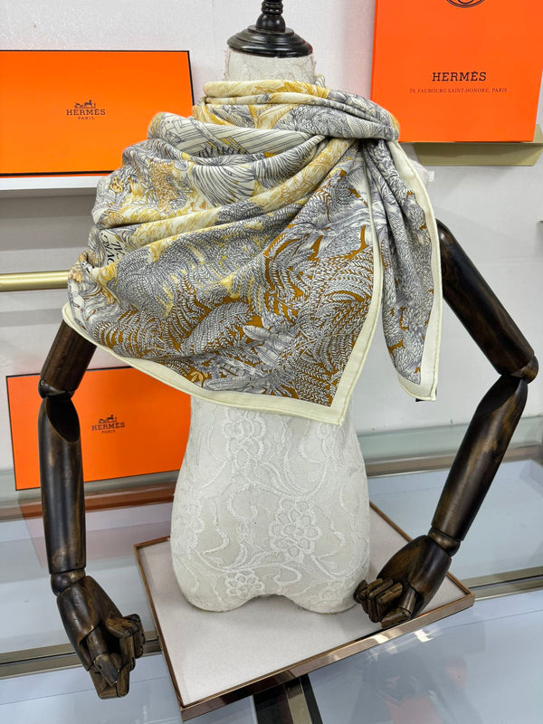 FAUBOURG TROPICAL SHAWL 140 CM IN COLORFUL CASHMERE AND SILK 379771