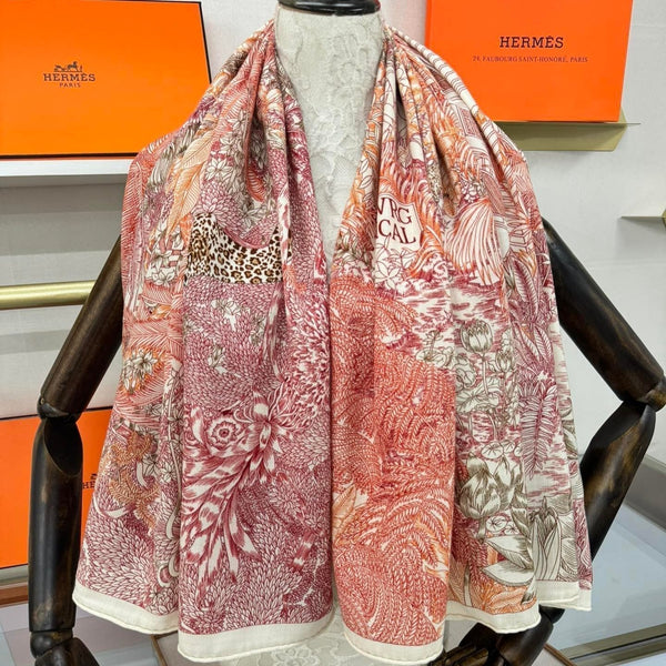 SCIALLE TROPICALE FAUBOURG 140 CM IN CASHMERE E SETA COLORATI 379772