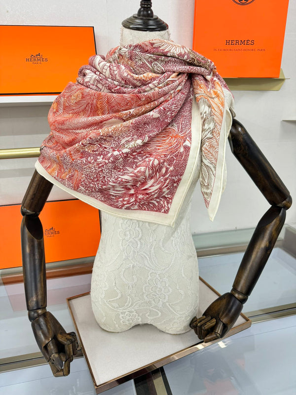 FAUBOURG TROPICAL SHAWL 140 CM IN COLORFUL CASHMERE AND SILK 379772