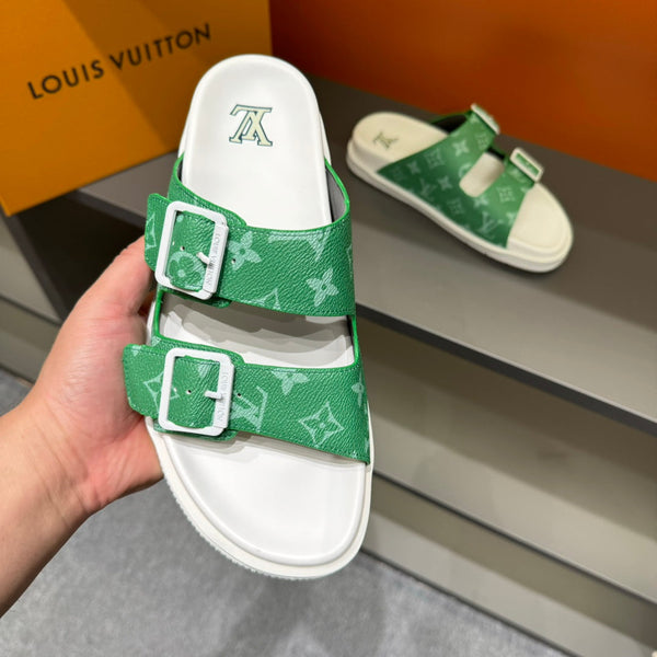LV DAD SANDAL JADE GREEN MONOGRAM CALFSKIN