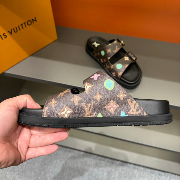 LV DAD SANDAL CHOCOLATE BROWN MONOGRAM CALFSKIN