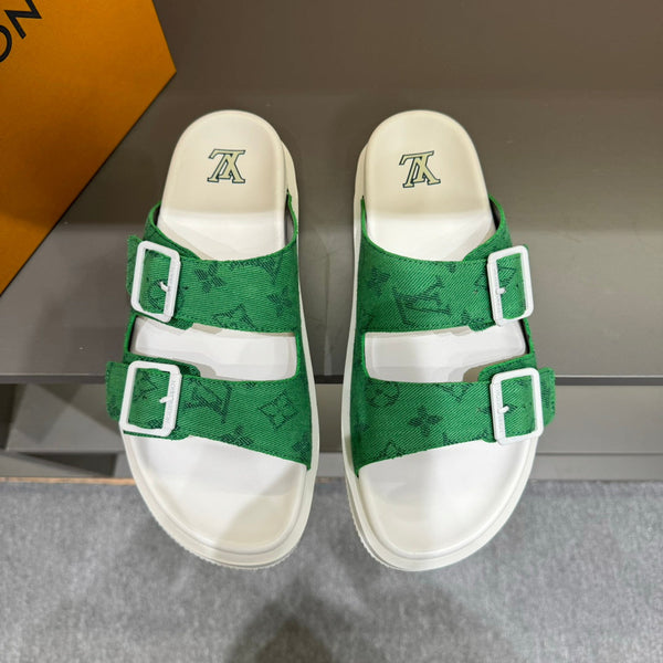 LV DAD SANDAL EMERALD GREEN MONOGRAM JACQUARD