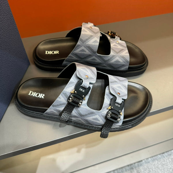 CD DOUBLE H-TOWN SANDAL PALE GRAY CALFSKIN