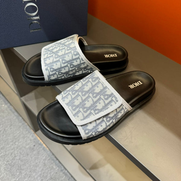 CD VELCRO STRAP SLIPPER LIGHT GRAY JACQUARD