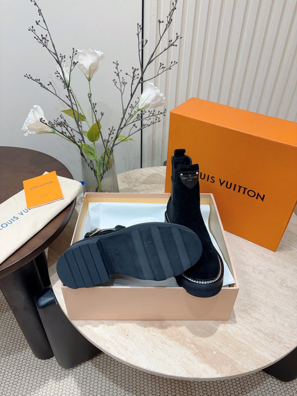 Stivaletto LV Beaubourg in pelle scamosciata nera