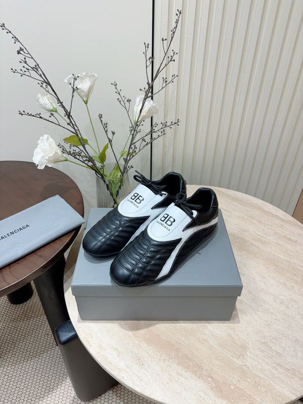 SOCCER SNEAKER IN BLACK MIX WHITE QUILTED LAMBSKIN