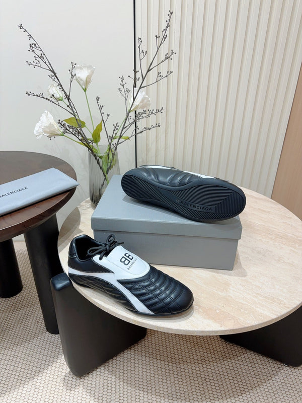 SOCCER SNEAKER IN BLACK MIX WHITE QUILTED LAMBSKIN