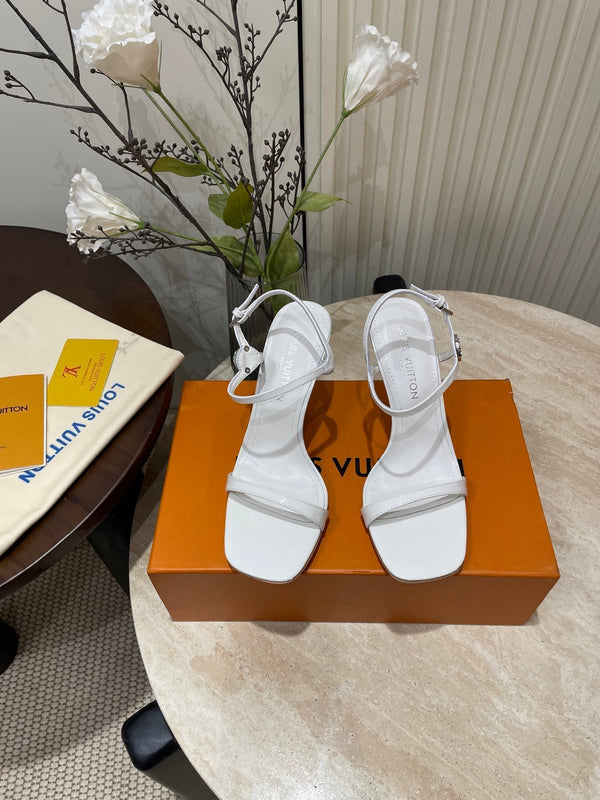 6AM HIGH SANDAL 95 MM IN WHITE PATENT LAMBSKIN