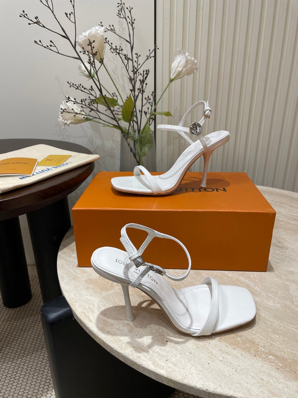 6AM HIGH SANDAL 95 MM IN WHITE PATENT LAMBSKIN