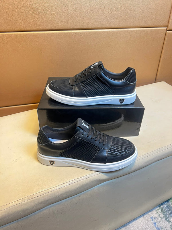 SNEAKERS LV IN VITELLO NERO E CAMOSCIO