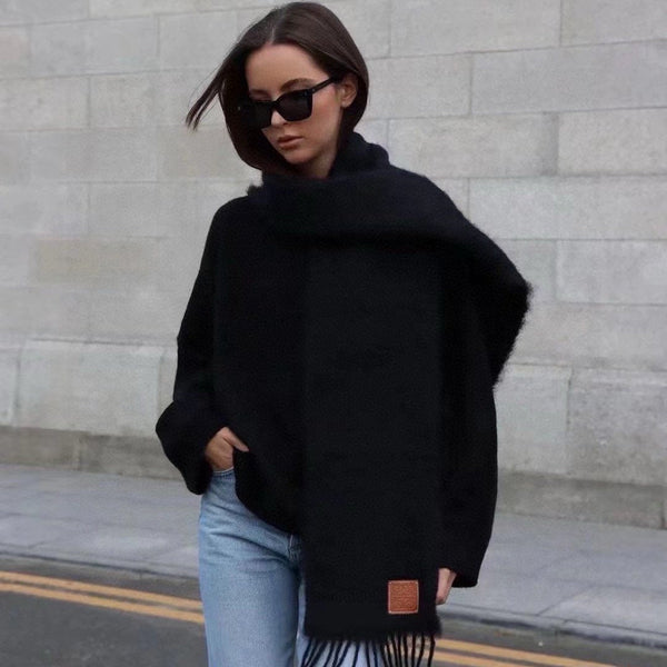 SCIARPA 185 CM IN MOHAIR E LANA NERA 188207