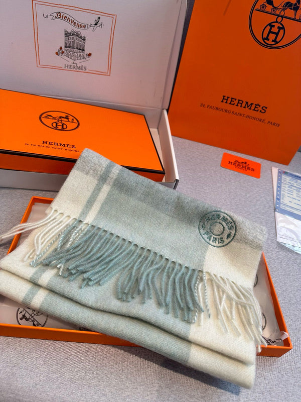 Scarf 180 CM In Light Turquoise Mix White Light Grey Cashmere 381229