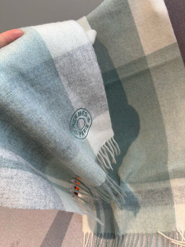 Scarf 180 CM In Light Turquoise Mix White Light Grey Cashmere 381229