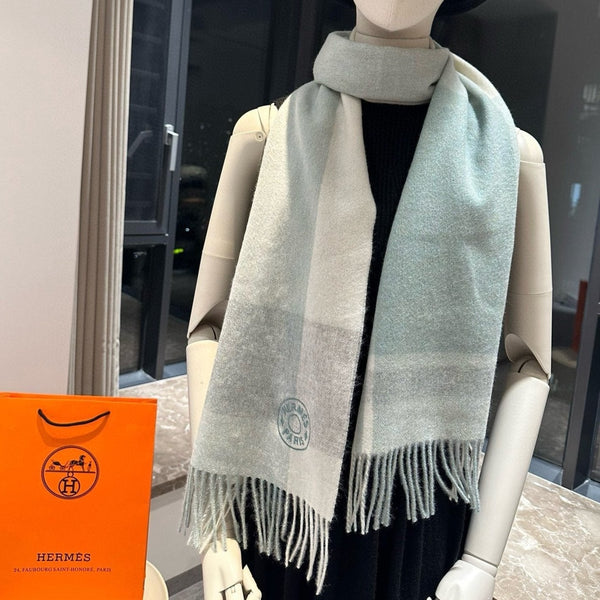 Scarf 180 CM In Light Turquoise Mix White Light Grey Cashmere 381229