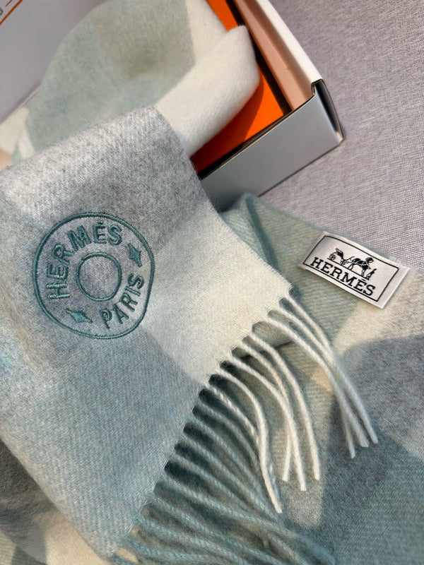 Scarf 180 CM In Light Turquoise Mix White Light Grey Cashmere 381229