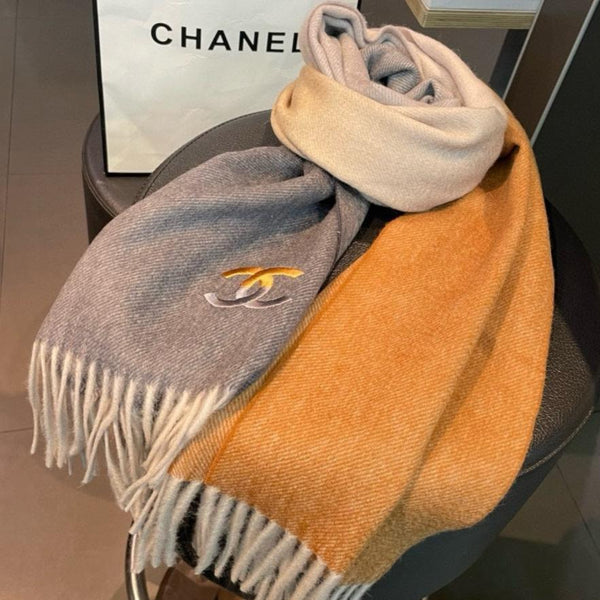 SCIARPA 180 CM IN CASHMERE GRIGIO OMBRA MIX MARRONE RAME 387918