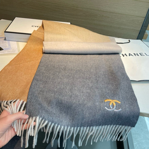 SCIARPA 180 CM IN CASHMERE GRIGIO OMBRA MIX MARRONE RAME 387918