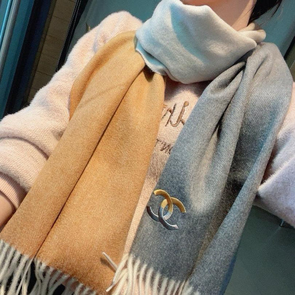 SCIARPA 180 CM IN CASHMERE GRIGIO OMBRA MIX MARRONE RAME 387918