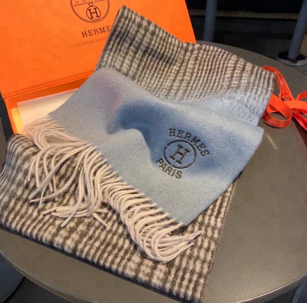 Scarf 180 CM Grey Blue Gradient Brown Caro Cashmere  398222